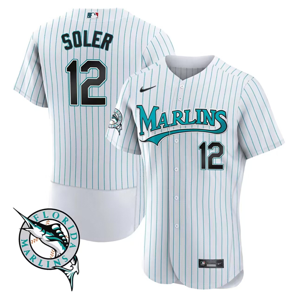 Men's Miami Marlins ACTIVE PLAYER Custom White Flex Base Stitched Jersey Men's Miami Marlins ACTIVE PLAYER Custom White Flex Base Stitched Jersey
